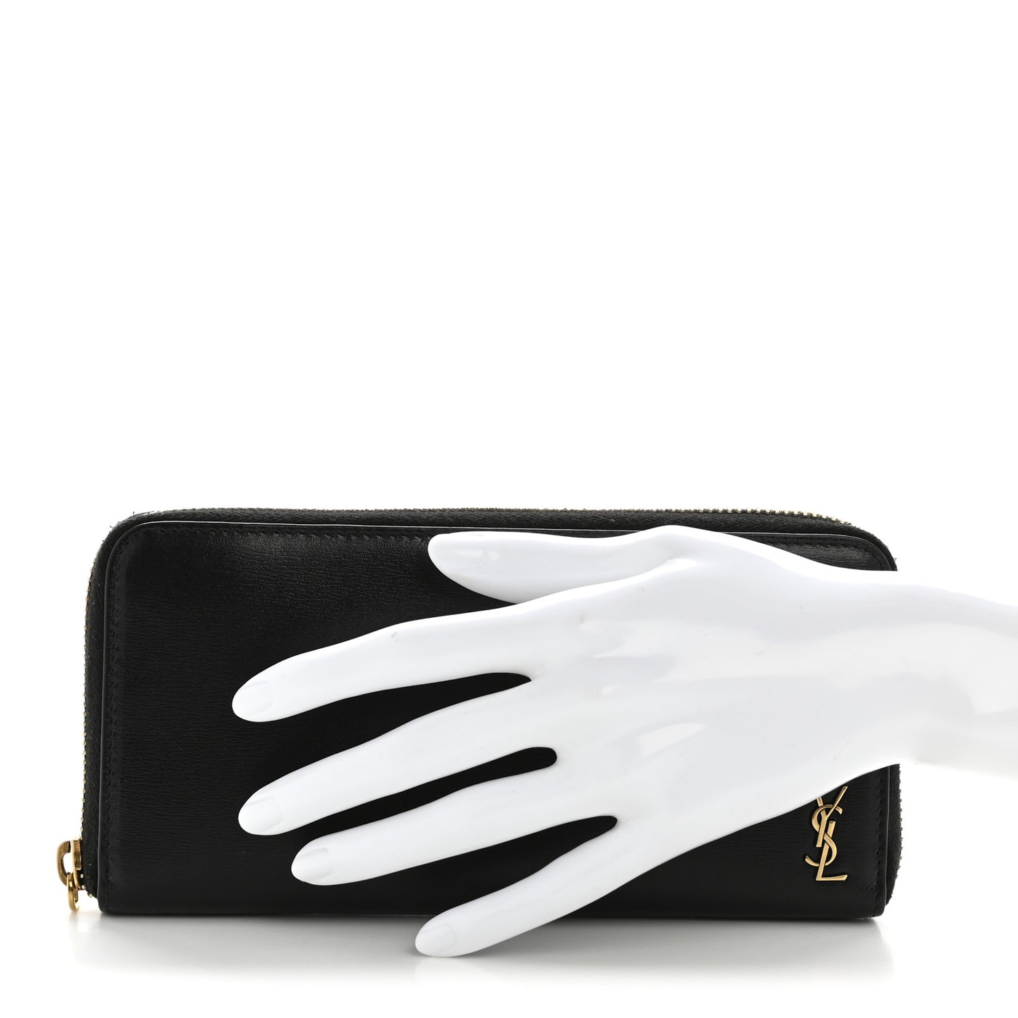 Calfskin Zip Around Wallet Black