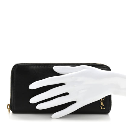Saint Laurent Calfskin Zip Around Wallet Black 2 of 11
