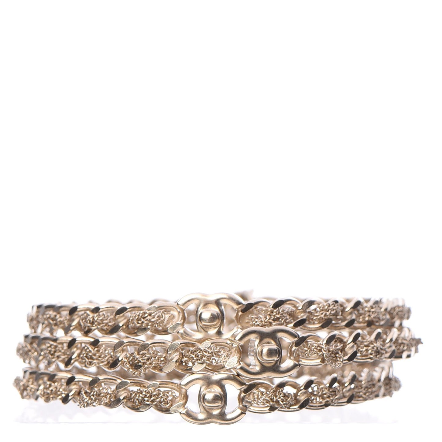 Chain CC Bangle Bracelets Set of 3 Gold M