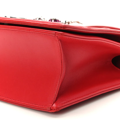 Christian Dior Lambskin Crystal Feather Medium Diorama Flap Bag Red 8 of 9