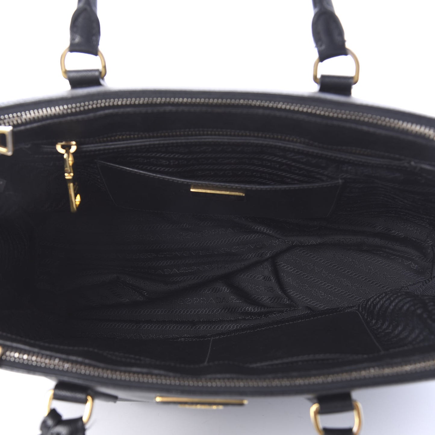 Saffiano Medium Galleria Double Zip Tote Black