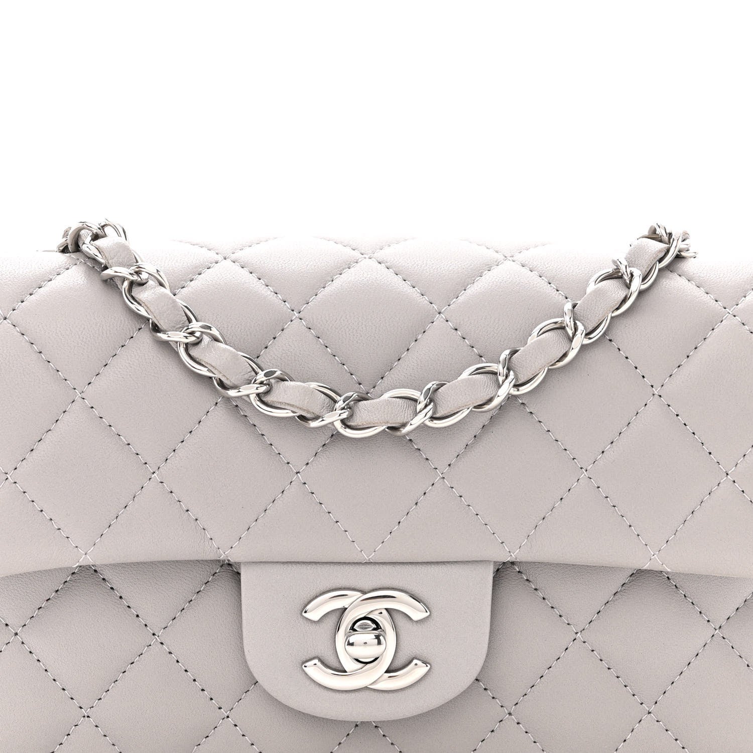 Chanel Lambskin Quilted Mini Rectangular Flap Grey 8 of 11