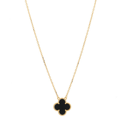 Van Cleef & Arpels 18K Yellow Gold Black Onyx Vintage Alhambra Pendant Necklace 1 of 6