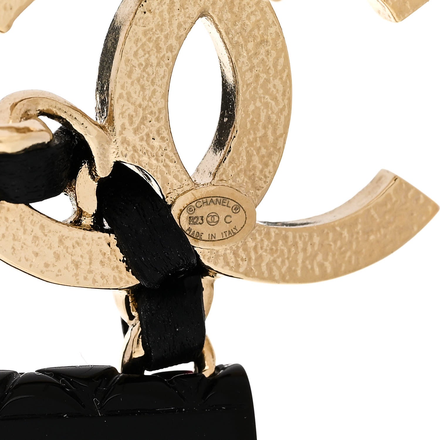 Chanel Metal Resin Lambskin Quilted CC Turnlock Chain Flap Bag Hoop Earrings Black Gold 4 of 4