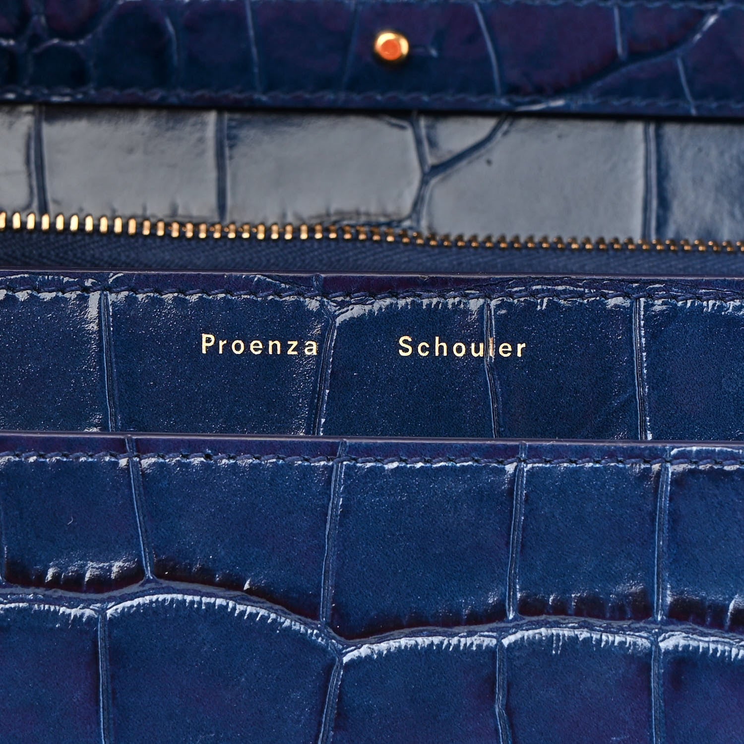 Proenza Schouler Calfskin Crocodile Embossed Dia Day Bag Blue 5 of 7