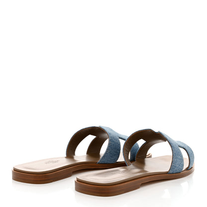 Hermes Denim Canvas Oran Sandals 39.5 Bleu Clair 4 of 9