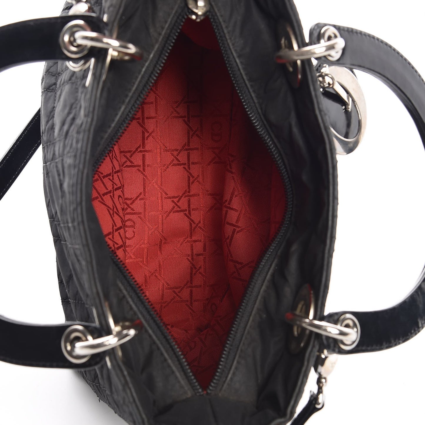 Nylon Cannage Medium Lady Dior Black