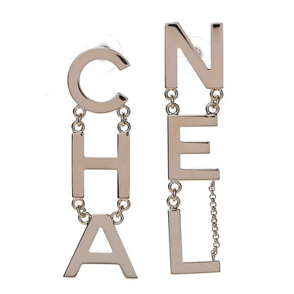 Chanel Metal Cha-Nel Logo Drop Earrings Gold 1 of 5