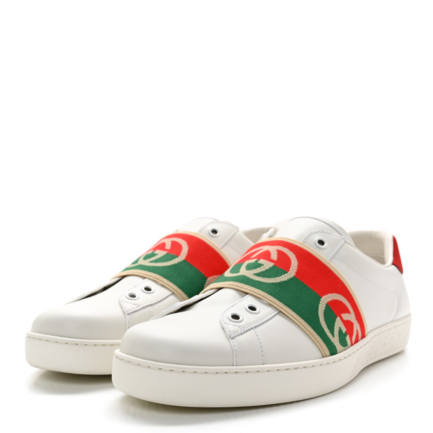 Gucci Calfskin Web Interlocking G Mens Ace Sneakers 7 White 3 of 9