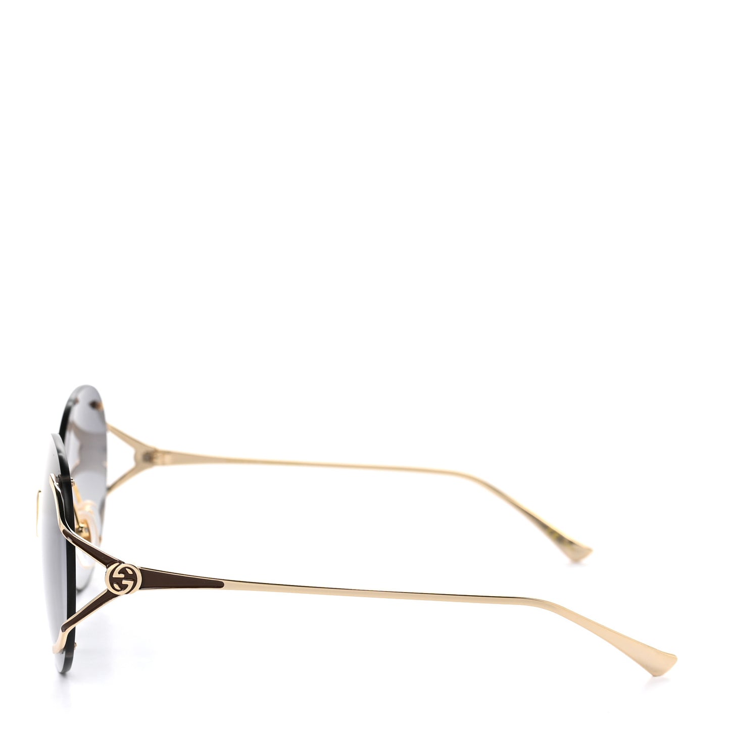 Metal Oversized Round Frame Sunglasses GG0645S Gold Grey