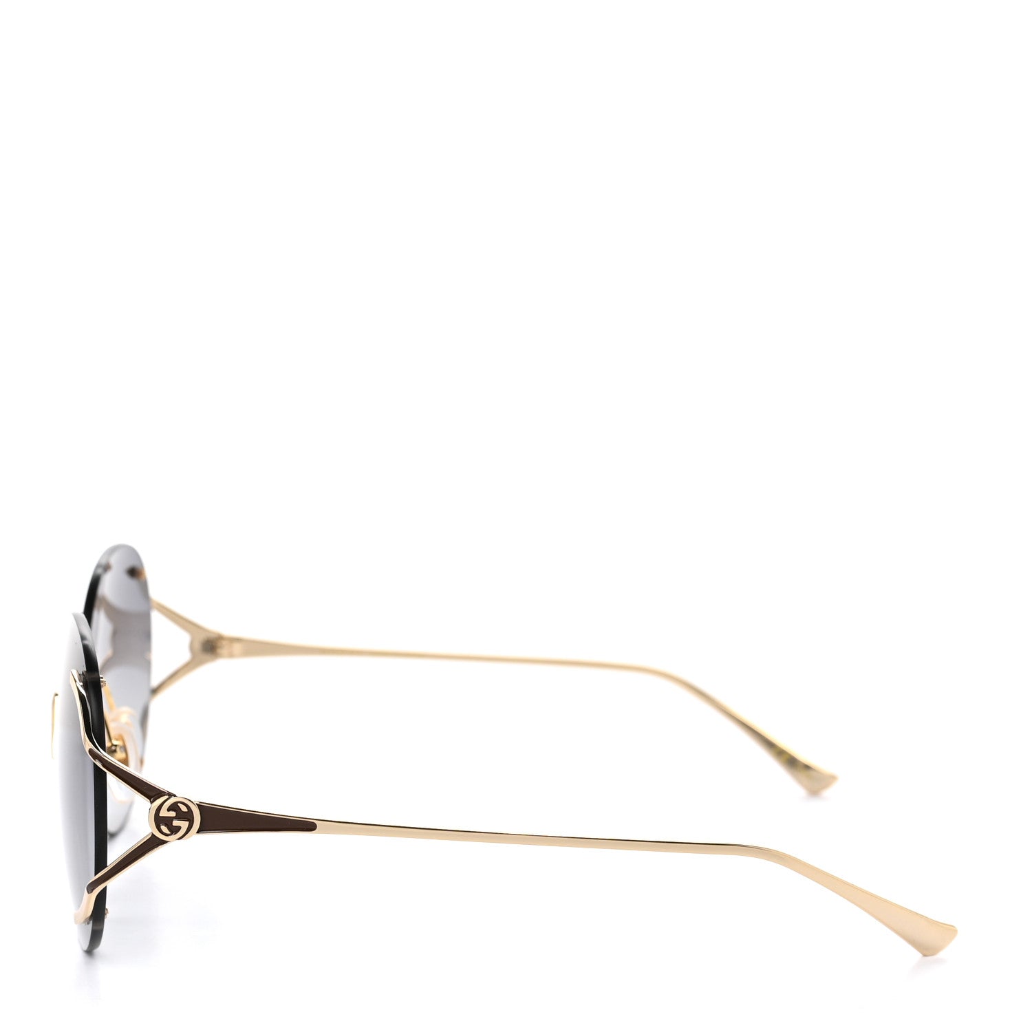 Gucci Metal Oversized Round Frame Sunglasses GG0645S Gold Grey 3 of 9