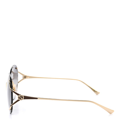 Gucci Metal Oversized Round Frame Sunglasses GG0645S Gold Grey 3 of 9