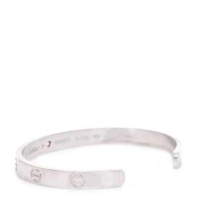 Cartier 18K White Gold 1 Diamond LOVE Cuff Bracelet 18 3 of 5