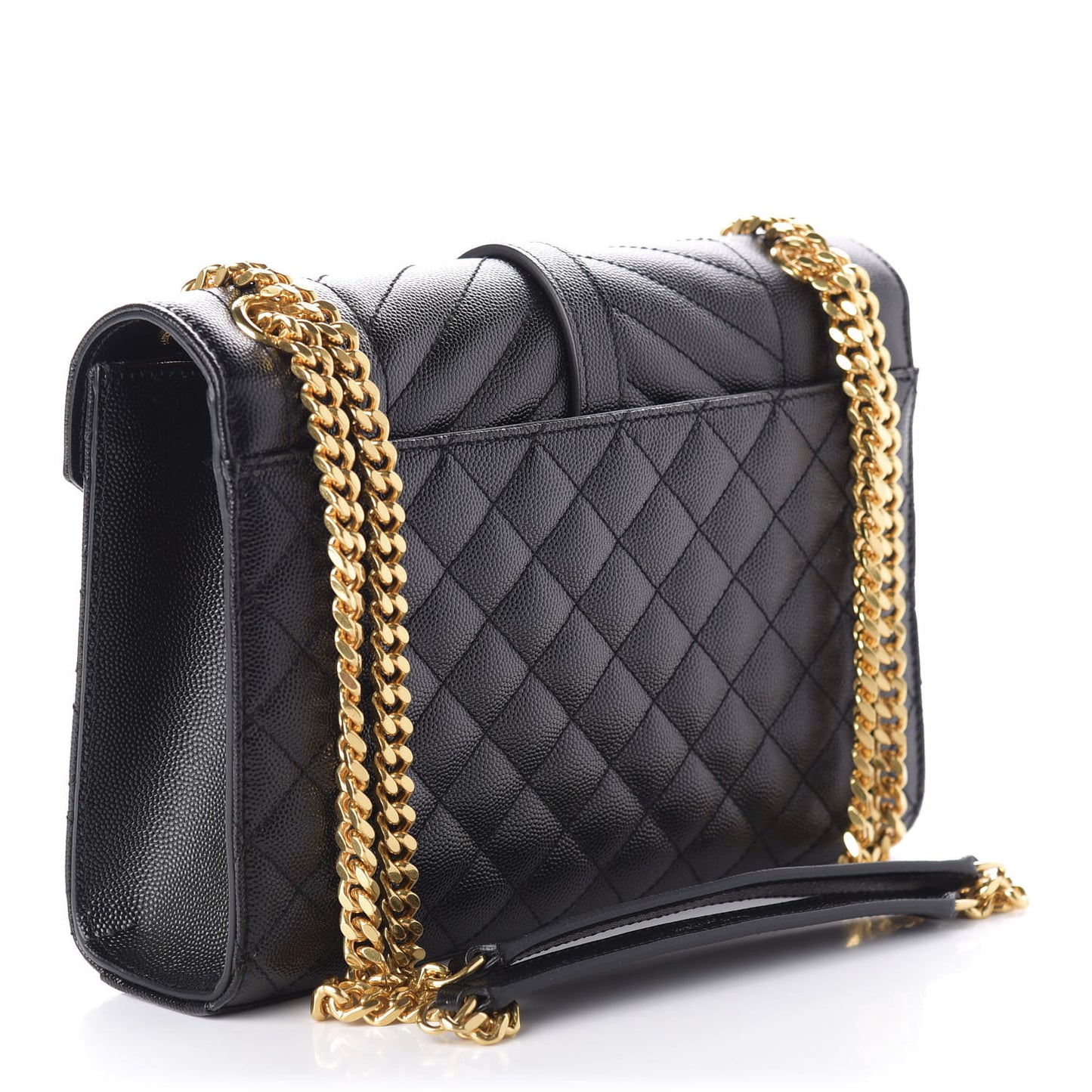 Grain De Poudre Textured Mixed Matelasse Triquilt Medium Monogram Satchel Black