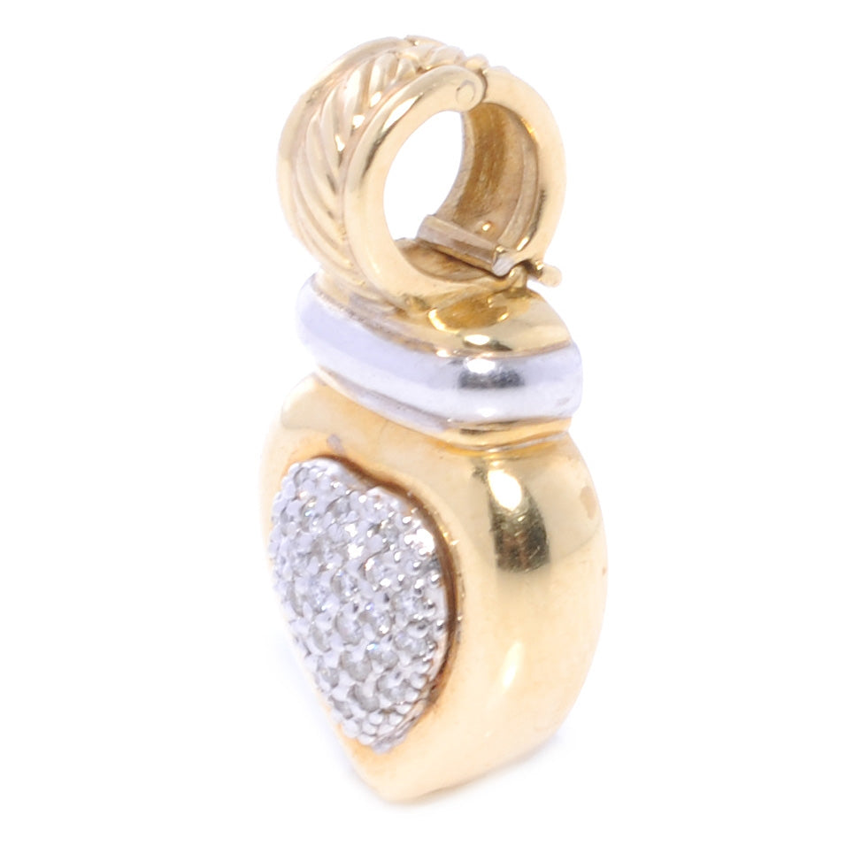David Yurman 18k White Yellow Gold Diamond Heart Enhancer Pendant 3 of 5