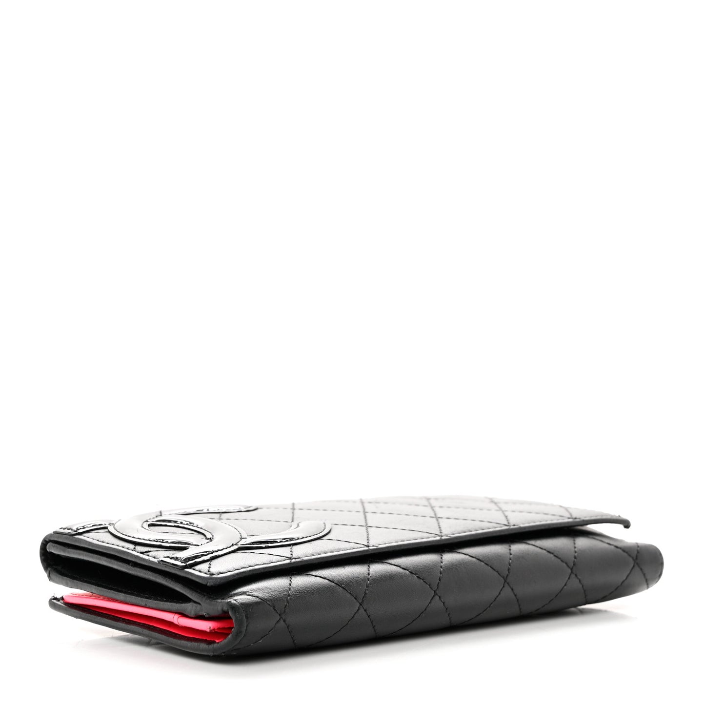 Calfskin Quilted Cambon Long Double Wallet Black