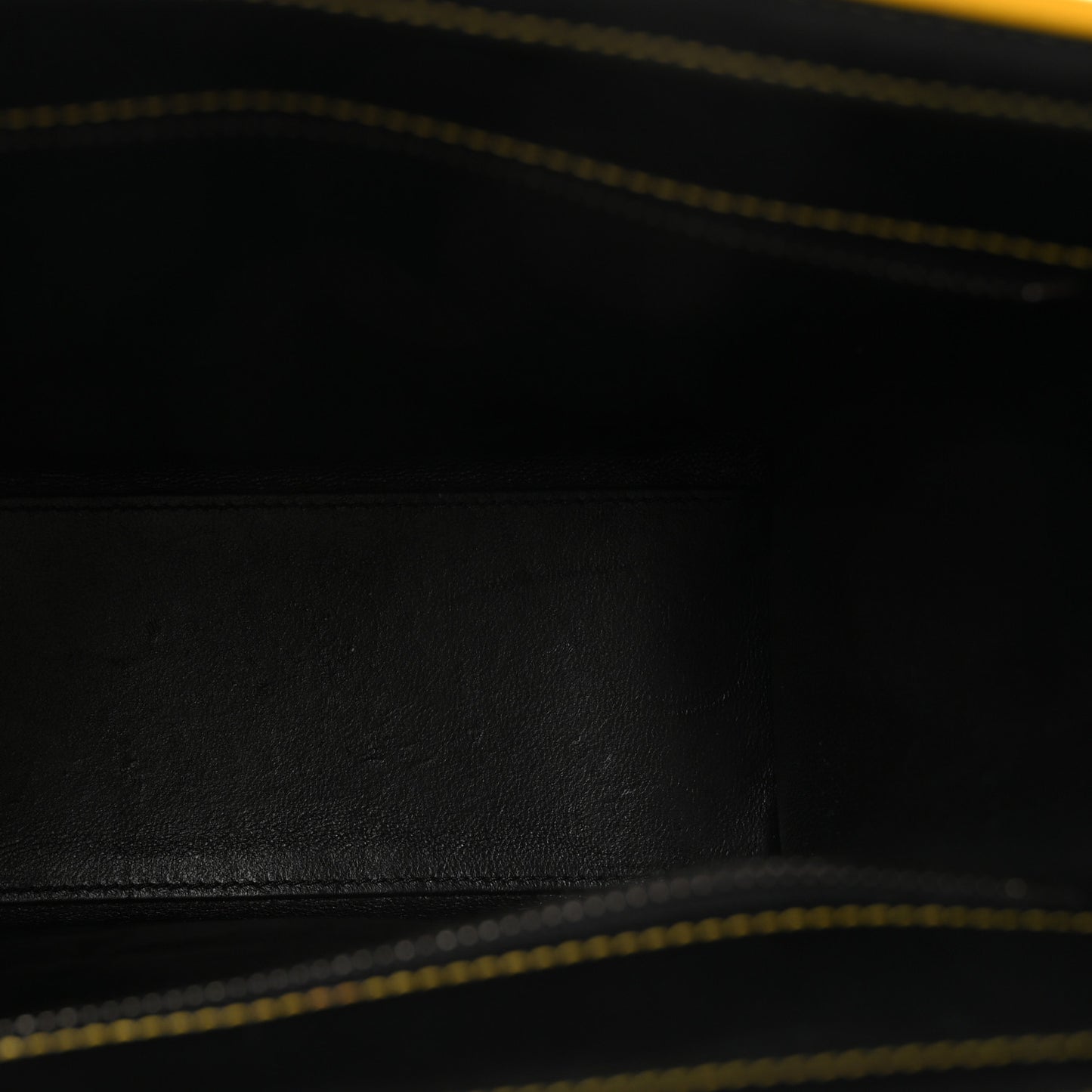 Satin Calfskin Nano Debossed Luggage Black Yellow