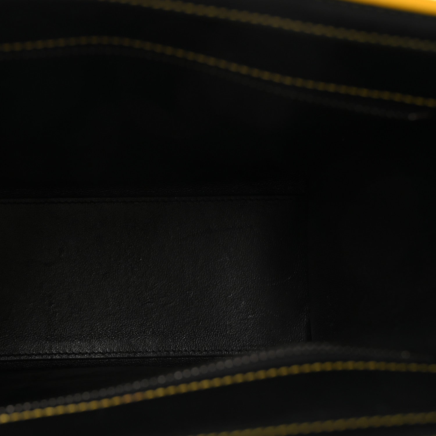 Celine Satin Calfskin Nano Debossed Luggage Black Yellow 5 of 9