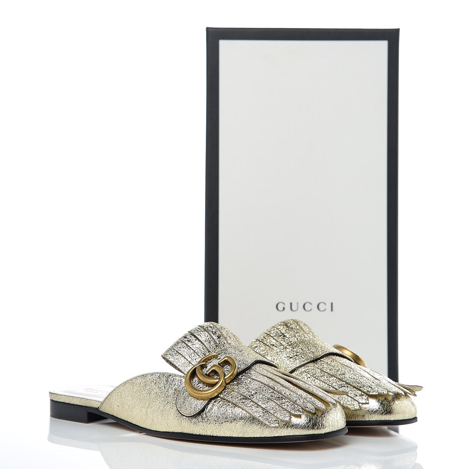 Gucci Galassia Womens GG Marmont Fringe Slippers 40 Platino 10 of 10