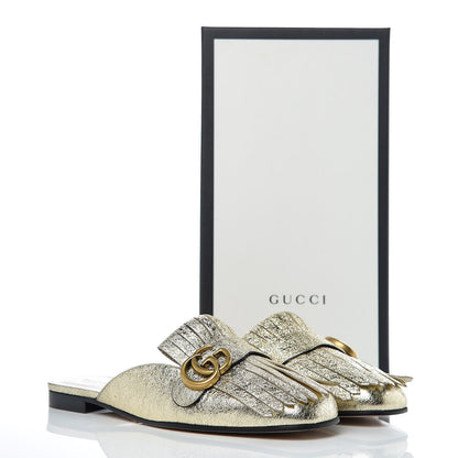 Gucci Galassia Womens GG Marmont Fringe Slippers 40 Platino 10 of 10