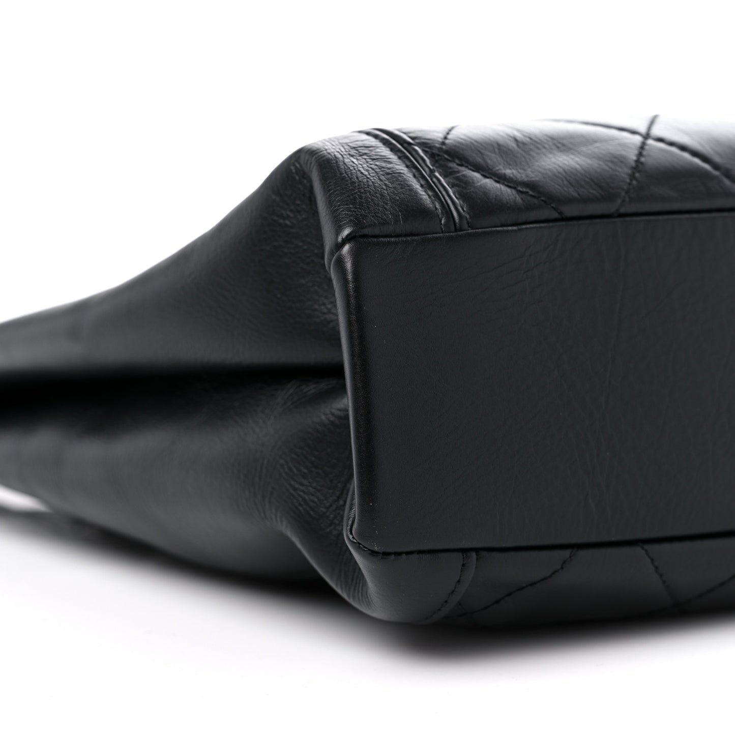Calfskin Quilted CC Front Pocket Shopping Tote Black