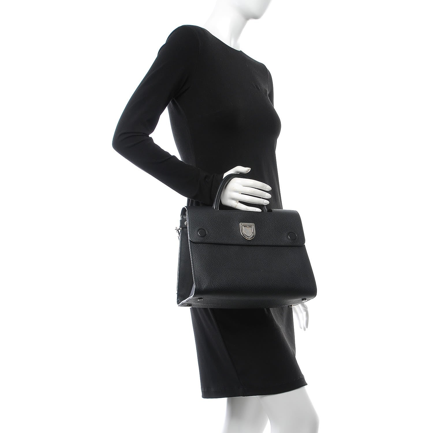 Christian Dior Grained Calfskin Medium Diorever Flap Black 3 of 11