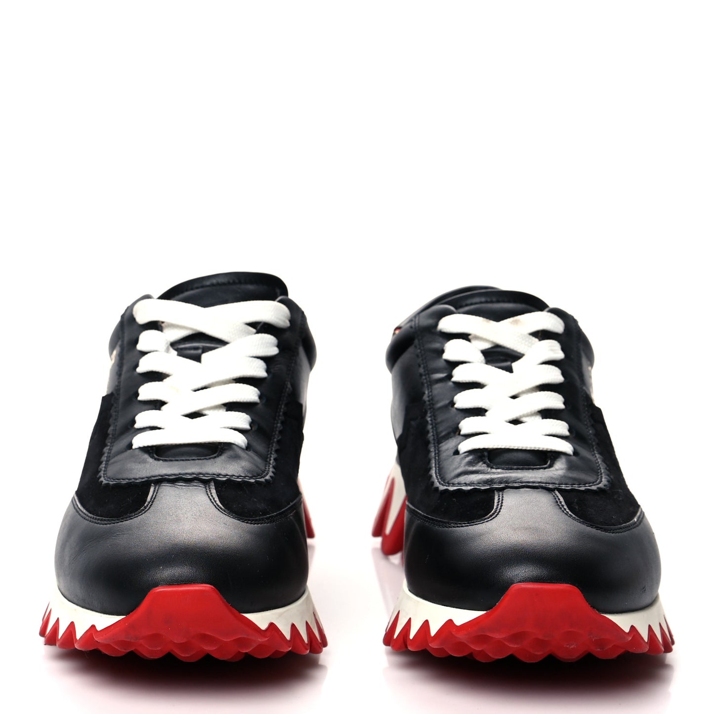 Calfskin Suede Patent Womens Loubishark Sneakers 40 Black Loubi Red