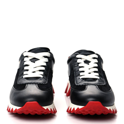 Christian Louboutin Calfskin Suede Patent Womens Loubishark Sneakers 40 Black Loubi Red 2 of 8