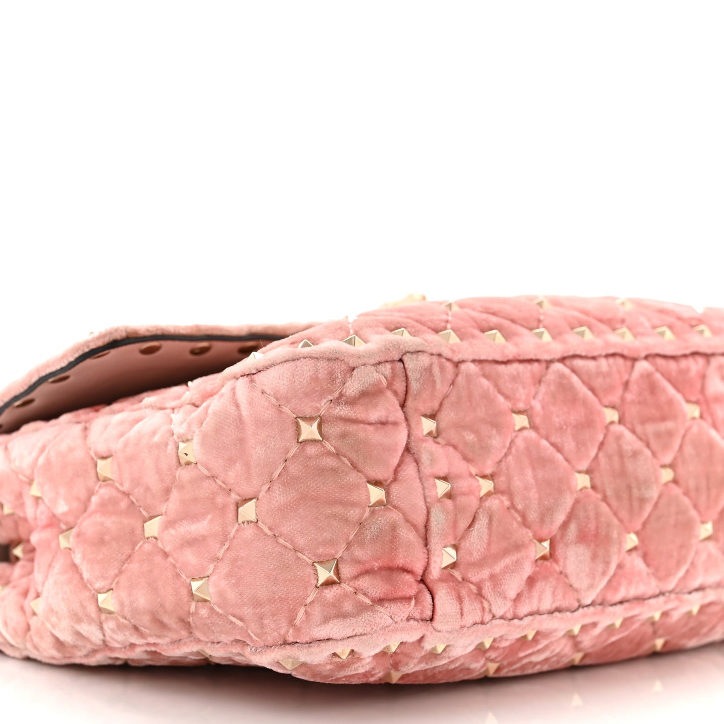 Velvet Medium Rockstud Spike Shoulder Bag Water Rose