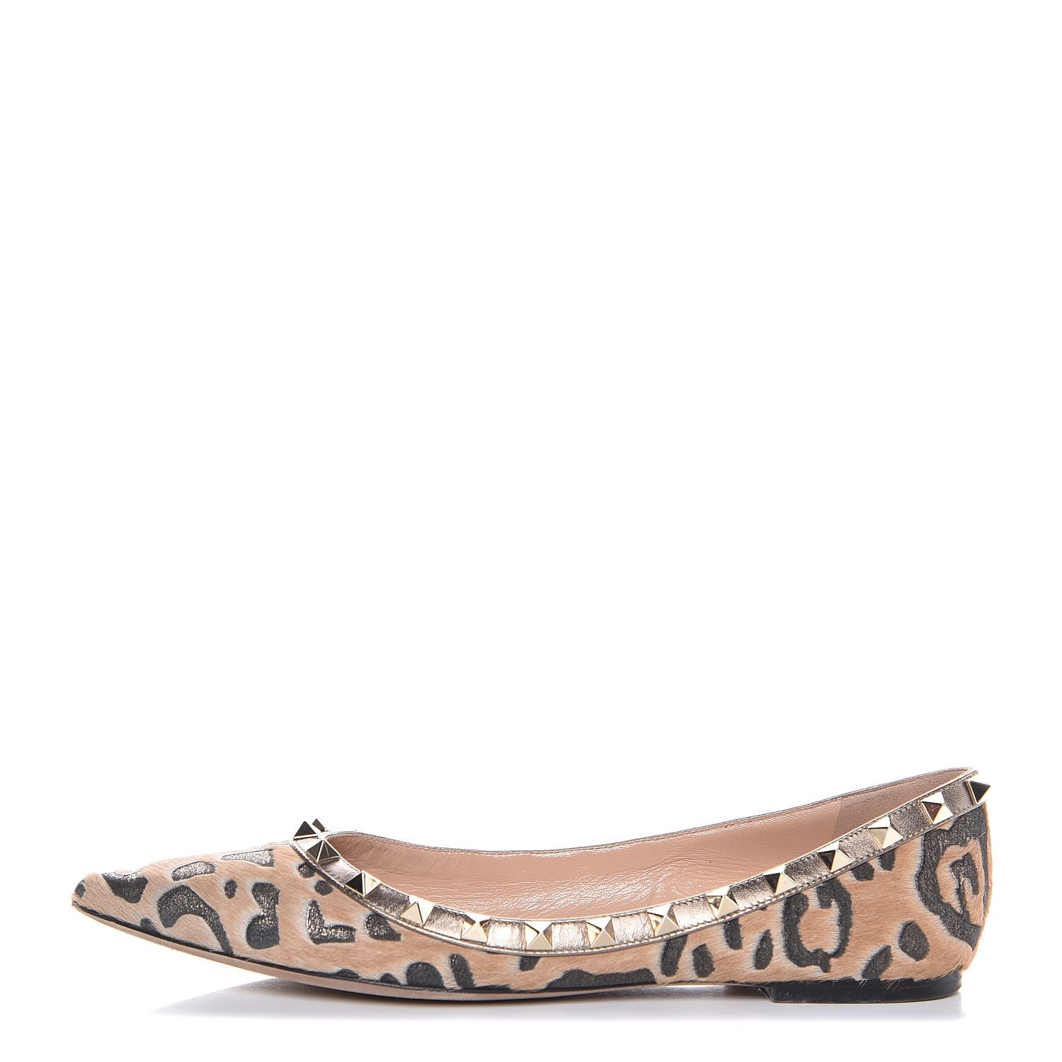 Valentino Garavani Calf Hair Leopard Print Rockstud Ballerina Flats 38 Fucile Al Campion 10 of 23