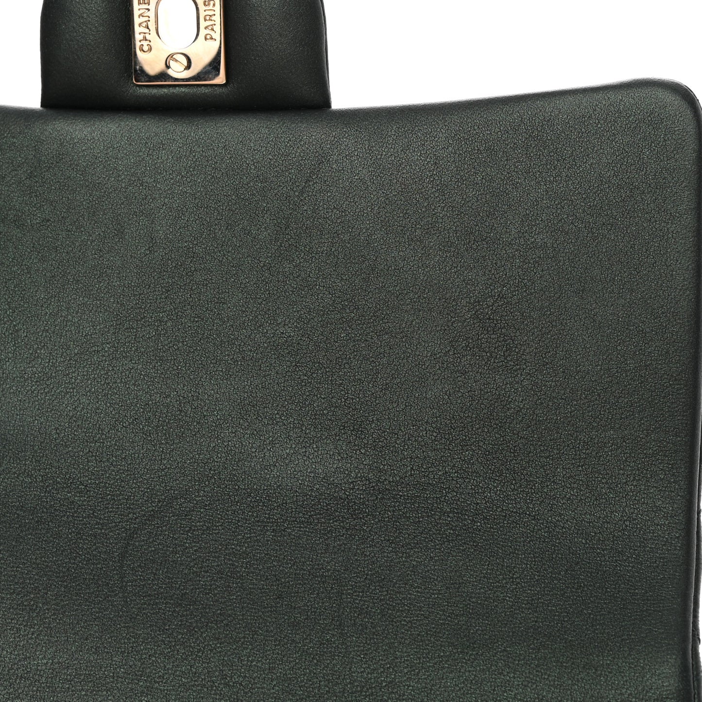 Iridescent Lambskin Quilted Mini Top Handle Rectangular Flap Dark Green