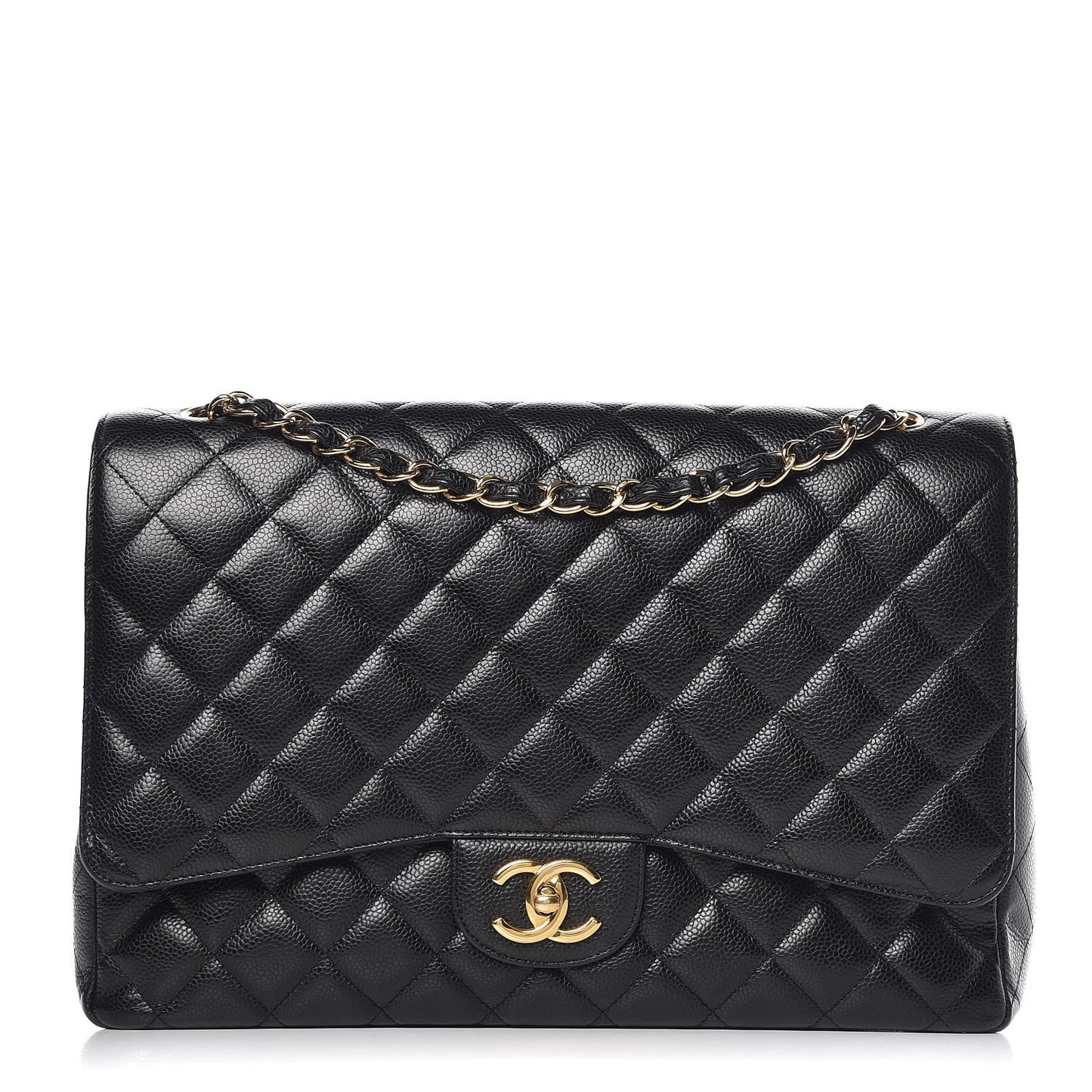 Caviar Quilted Maxi Double Flap Black