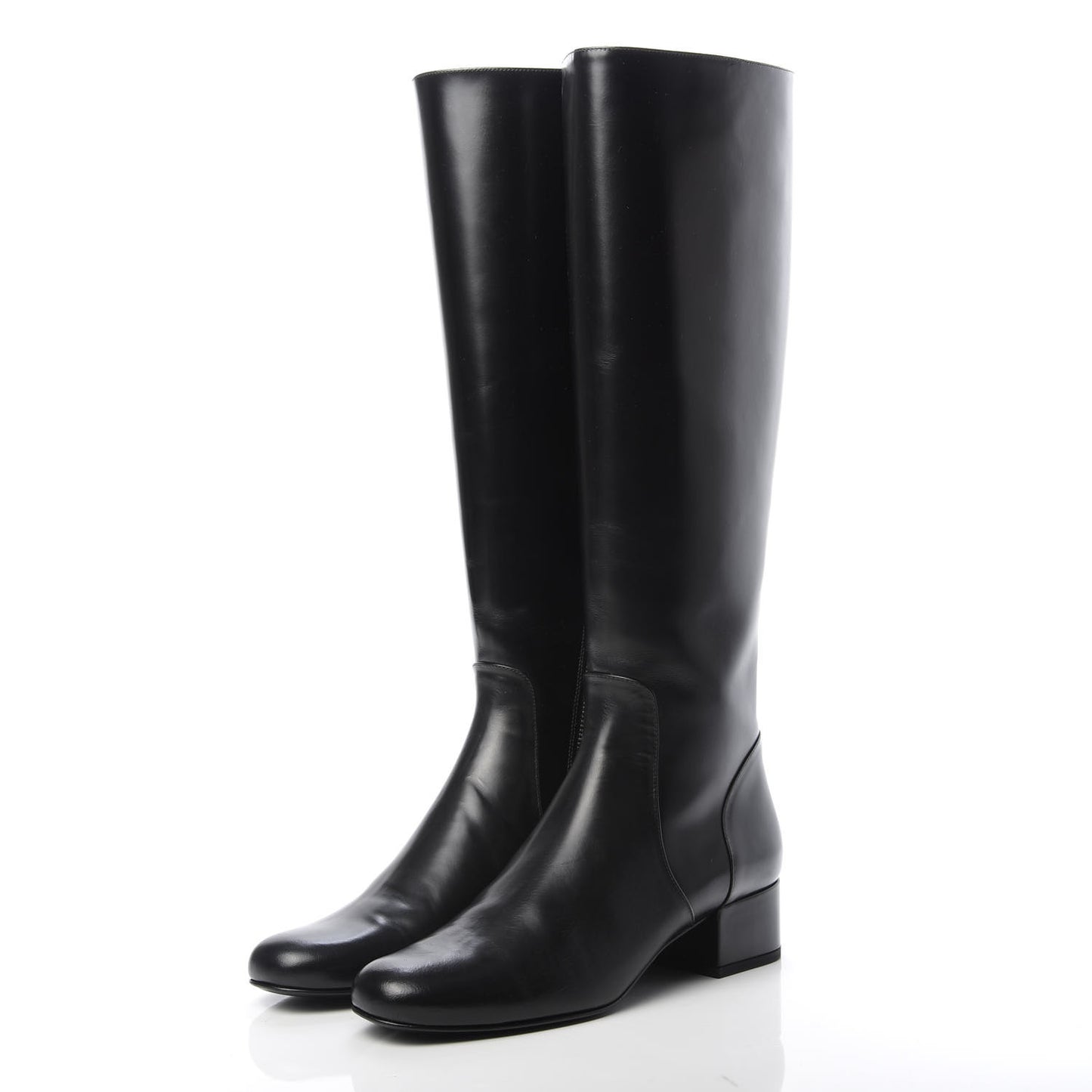 Calfskin Knee High Boots 38 Black