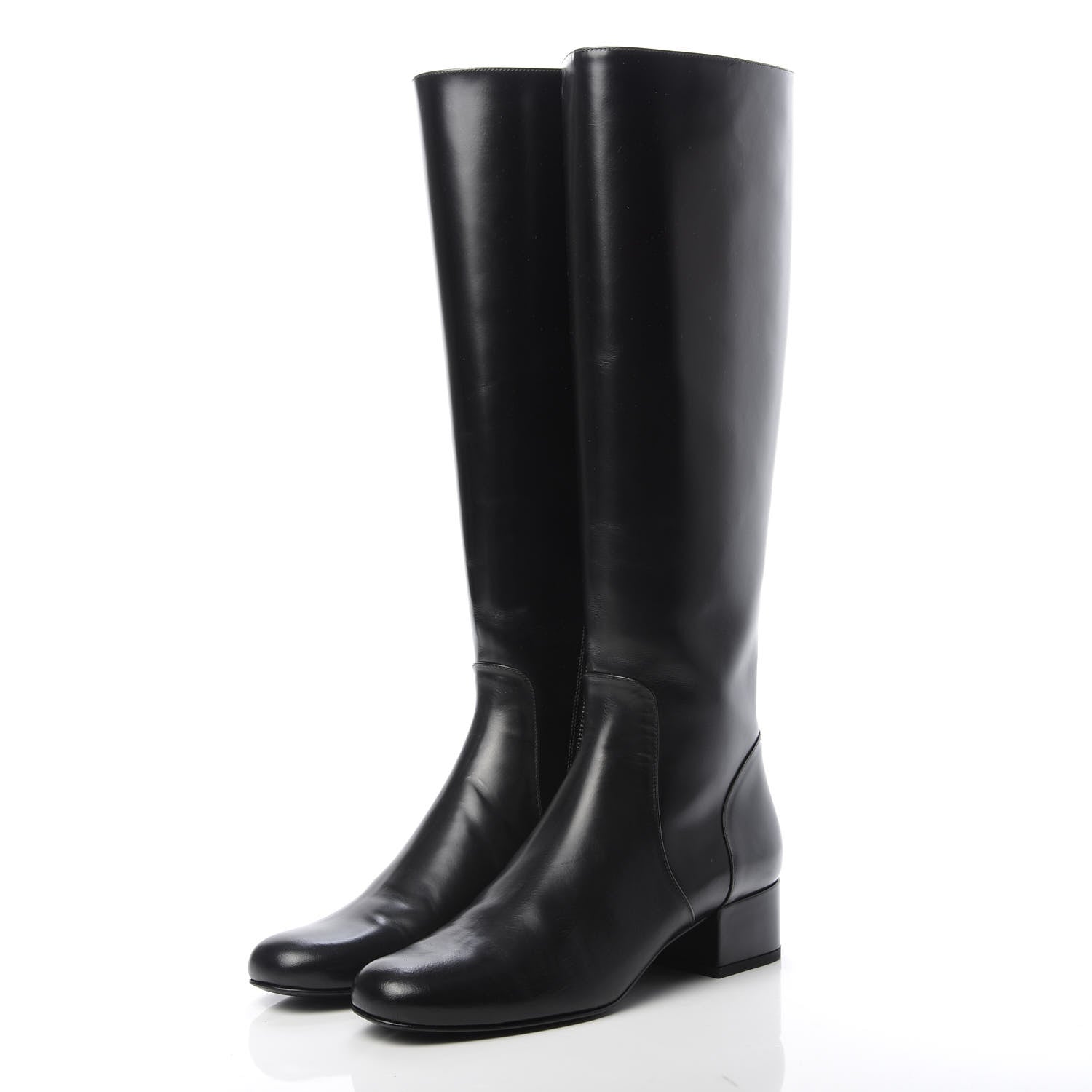 Saint Laurent Calfskin Knee High Boots 38 Black 3 of 10