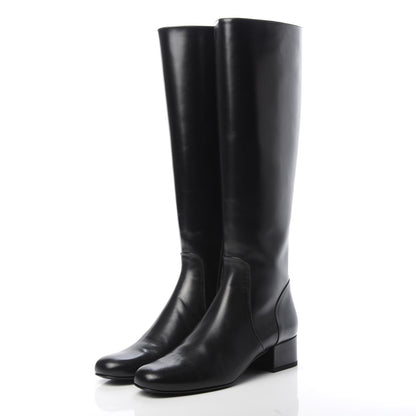Saint Laurent Calfskin Knee High Boots 38 Black 3 of 10