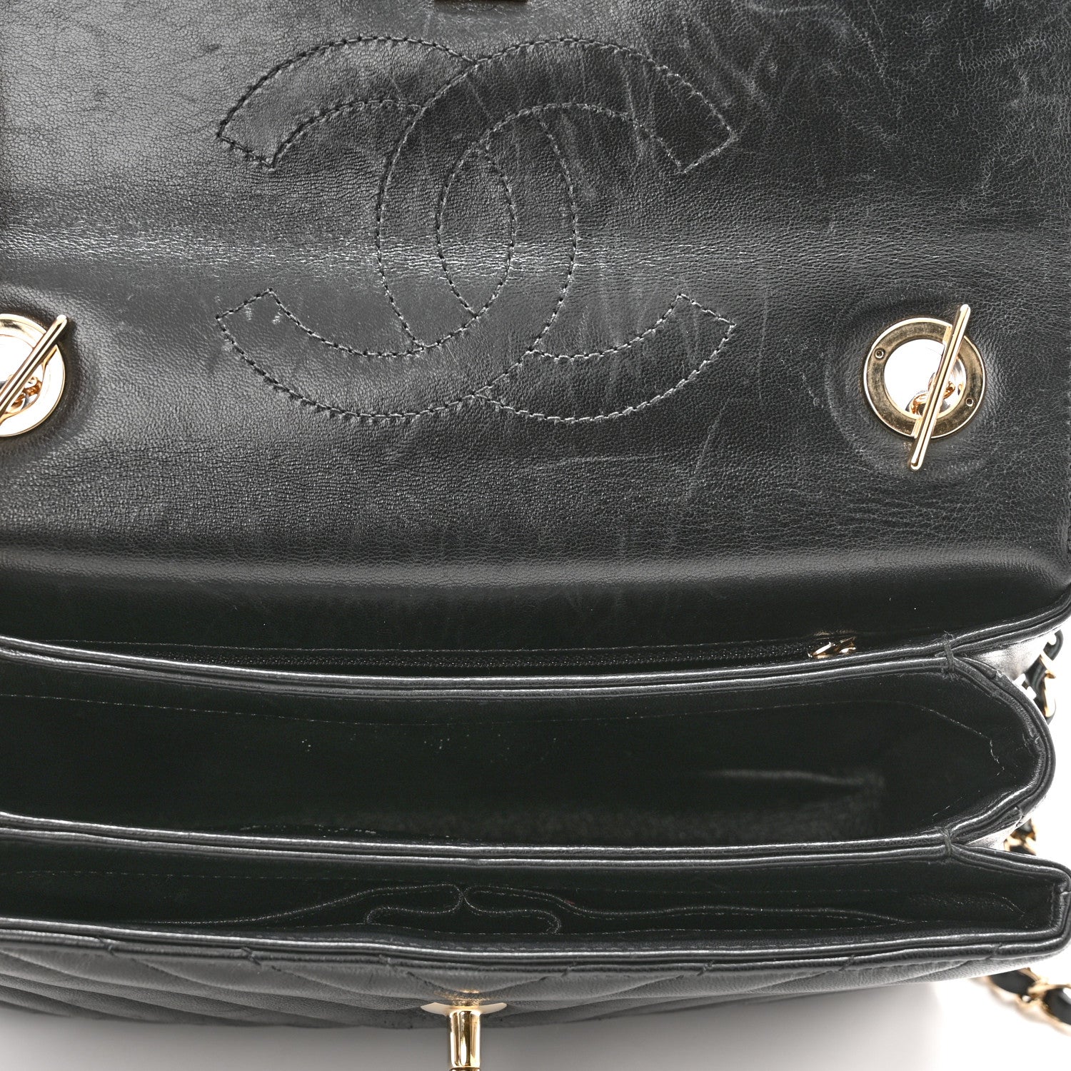 Chanel Lambskin Chevron Quilted Small Trendy CC Dual Handle Flap Bag Black 5 of 13