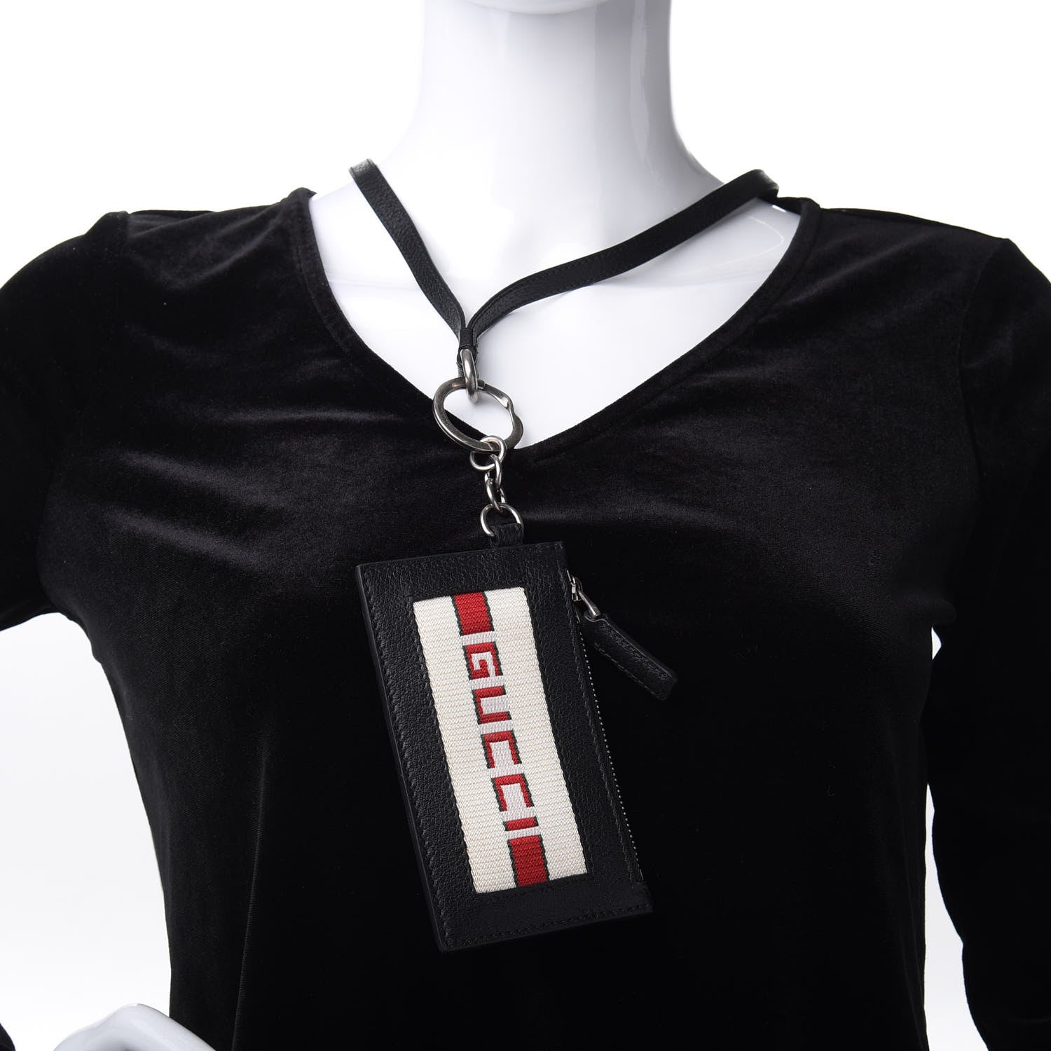 Gucci Calfskin Logo Lanyard Card Case Black 2 of 5