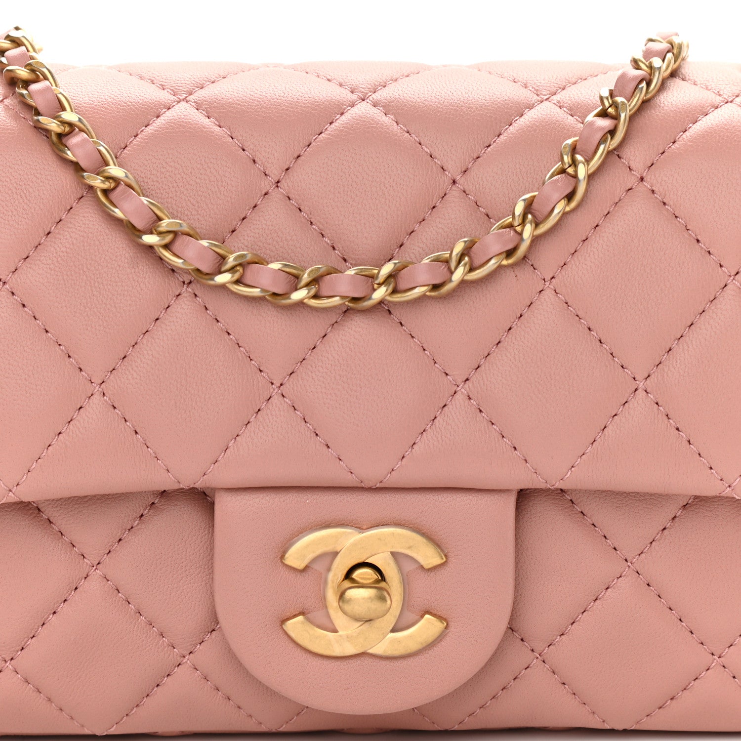 Chanel Lambskin Quilted Mini Rectangular Pearl Crush Flap Dark Pink 8 of 10