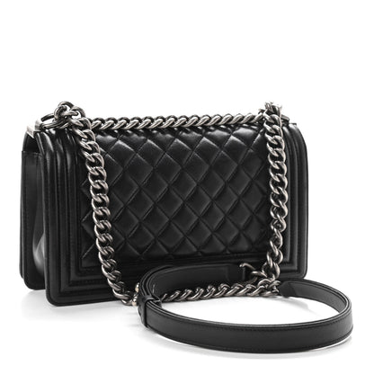 Chanel Lambskin Quilted Medium Boy Flap Black 2 of 12