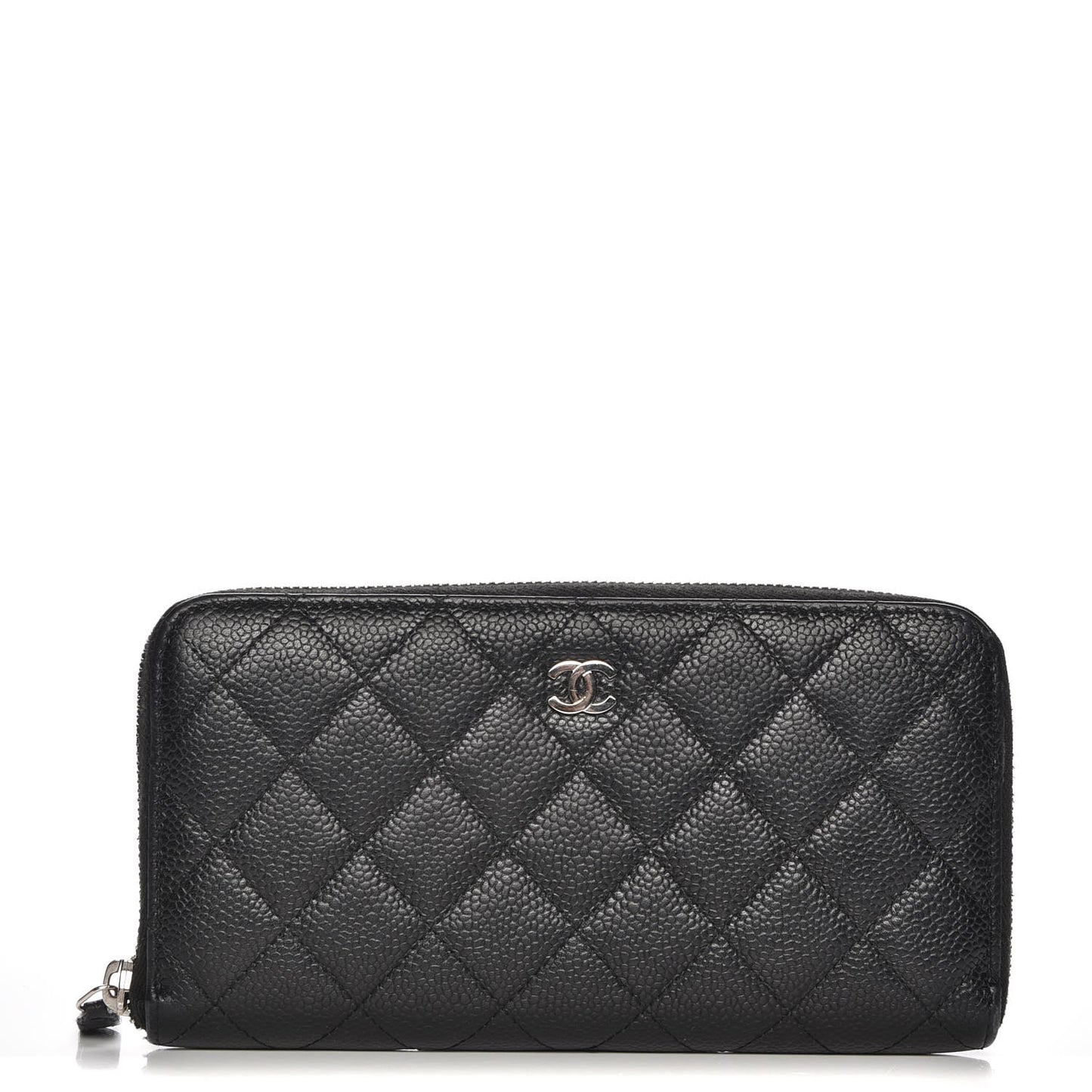 Caviar Quilted Large Gusset Zip Around Wallet Black