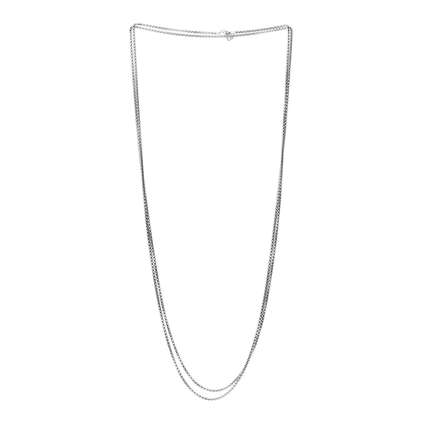 Sterling Silver 14K Yellow Gold 2.7mm Box Chain Necklace 72"
