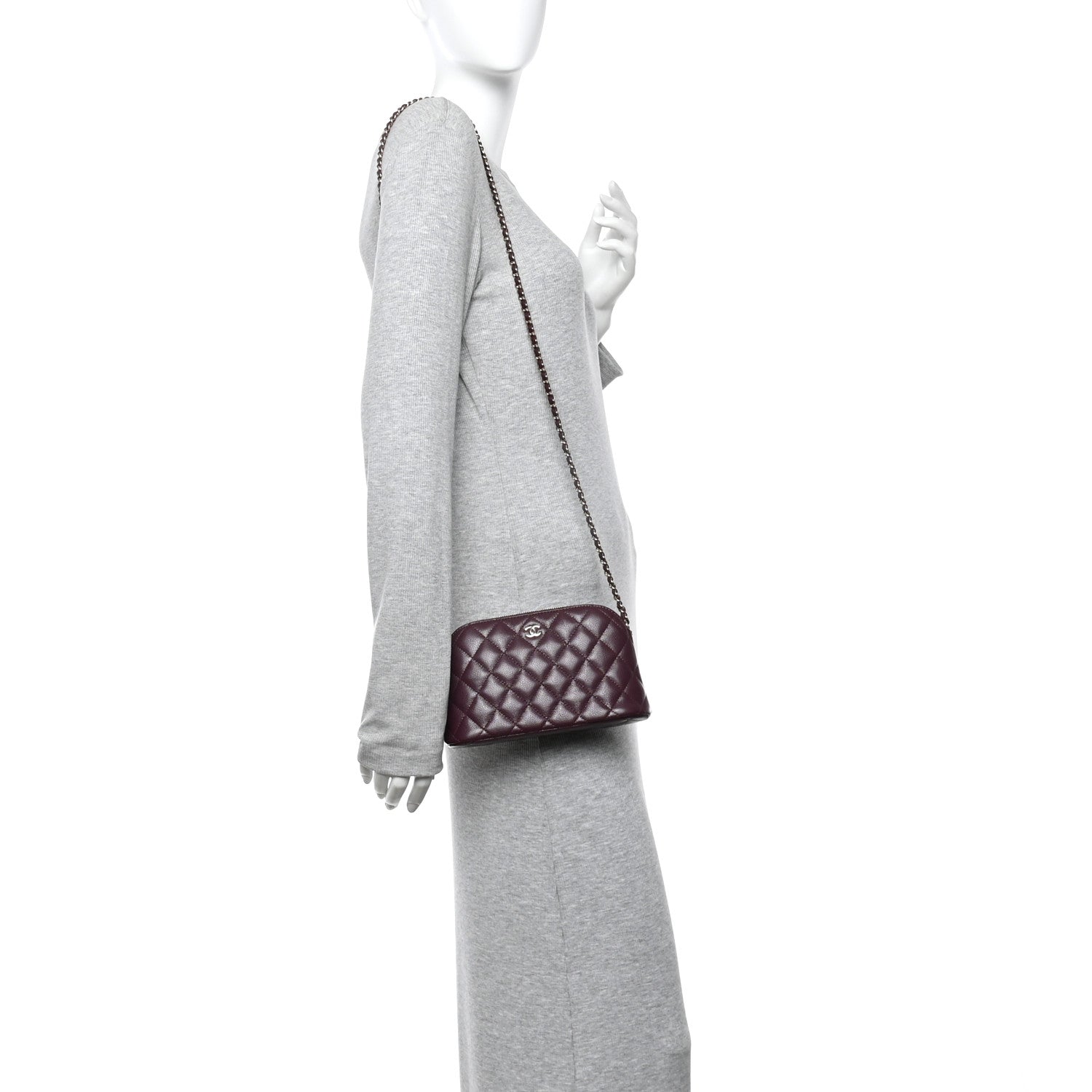 Chanel Caviar Quilted Classic Clutch With Chain Dark Burgundy 2 of 11