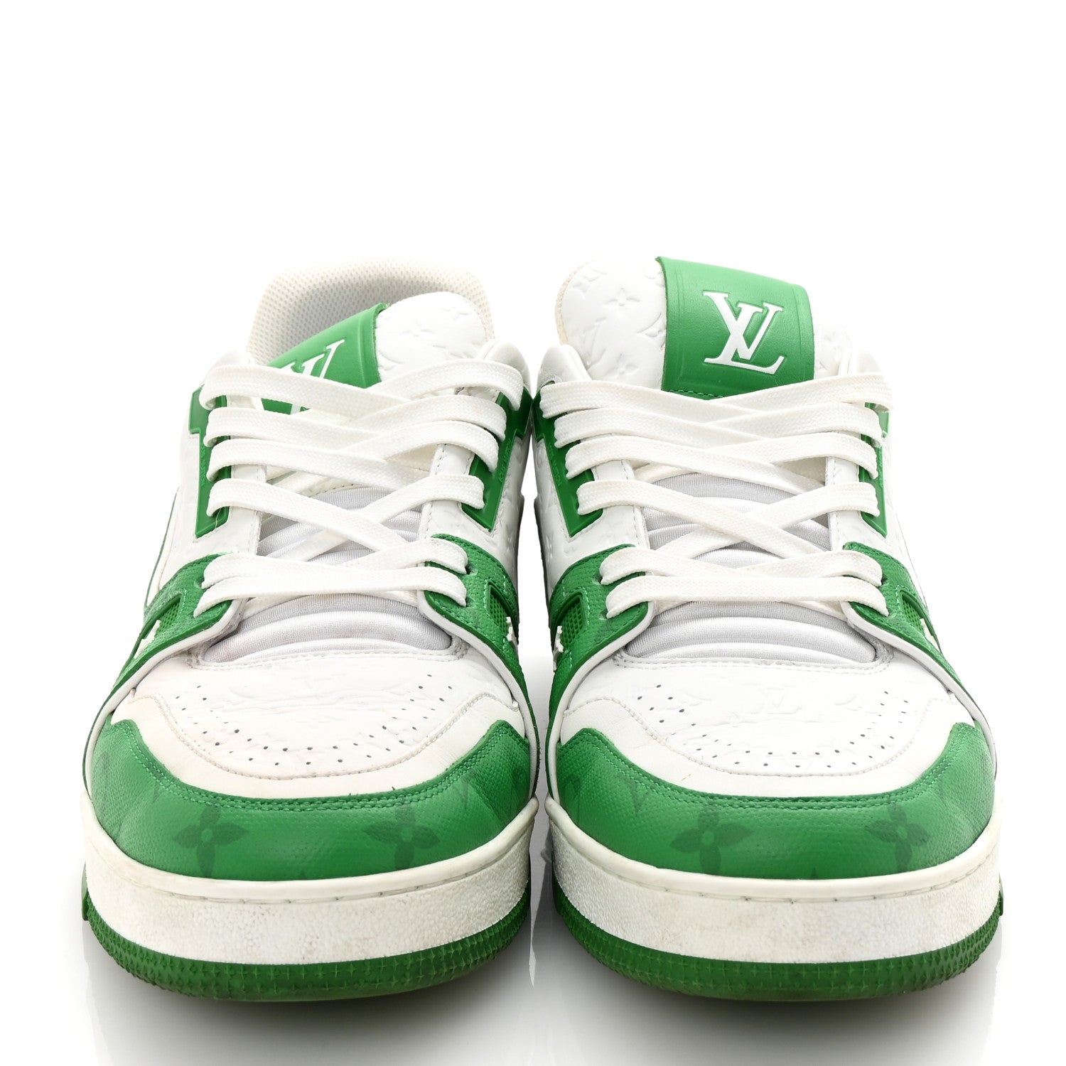 Louis Vuitton Calfskin Monogram Mens LV Trainer Sneakers 8 Green 3 of 9