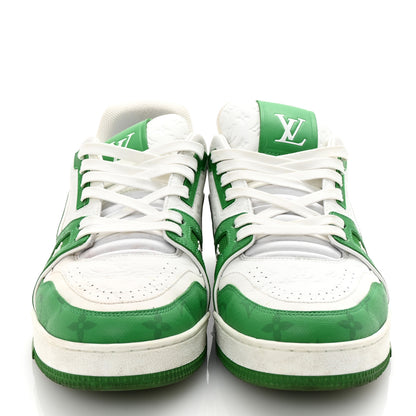 Louis Vuitton Calfskin Monogram Mens LV Trainer Sneakers 8 Green 3 of 9