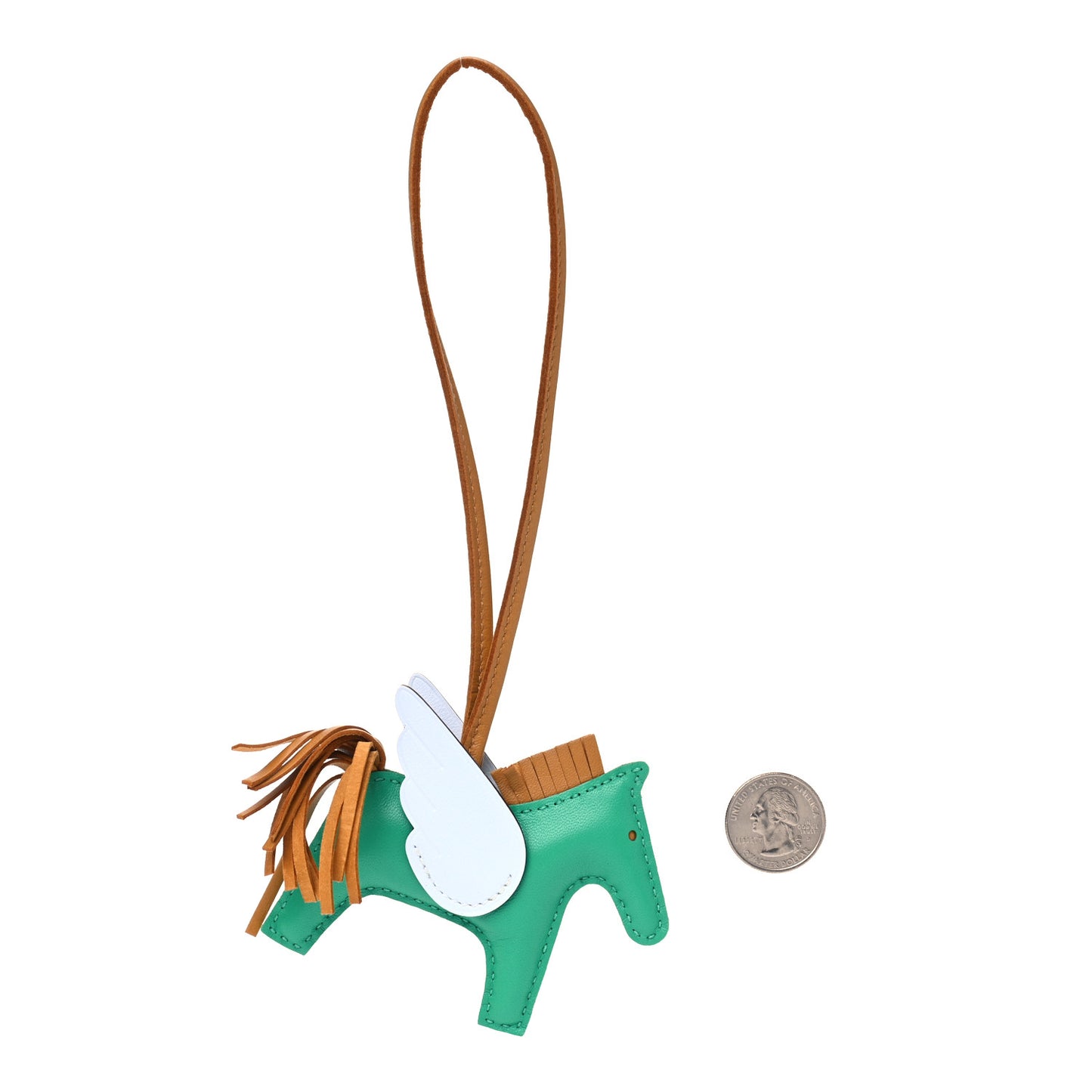 Milo Lambskin Grigri Rodeo Pegase Horse Bag Charm PM Menthe Sesame Bleu Brume