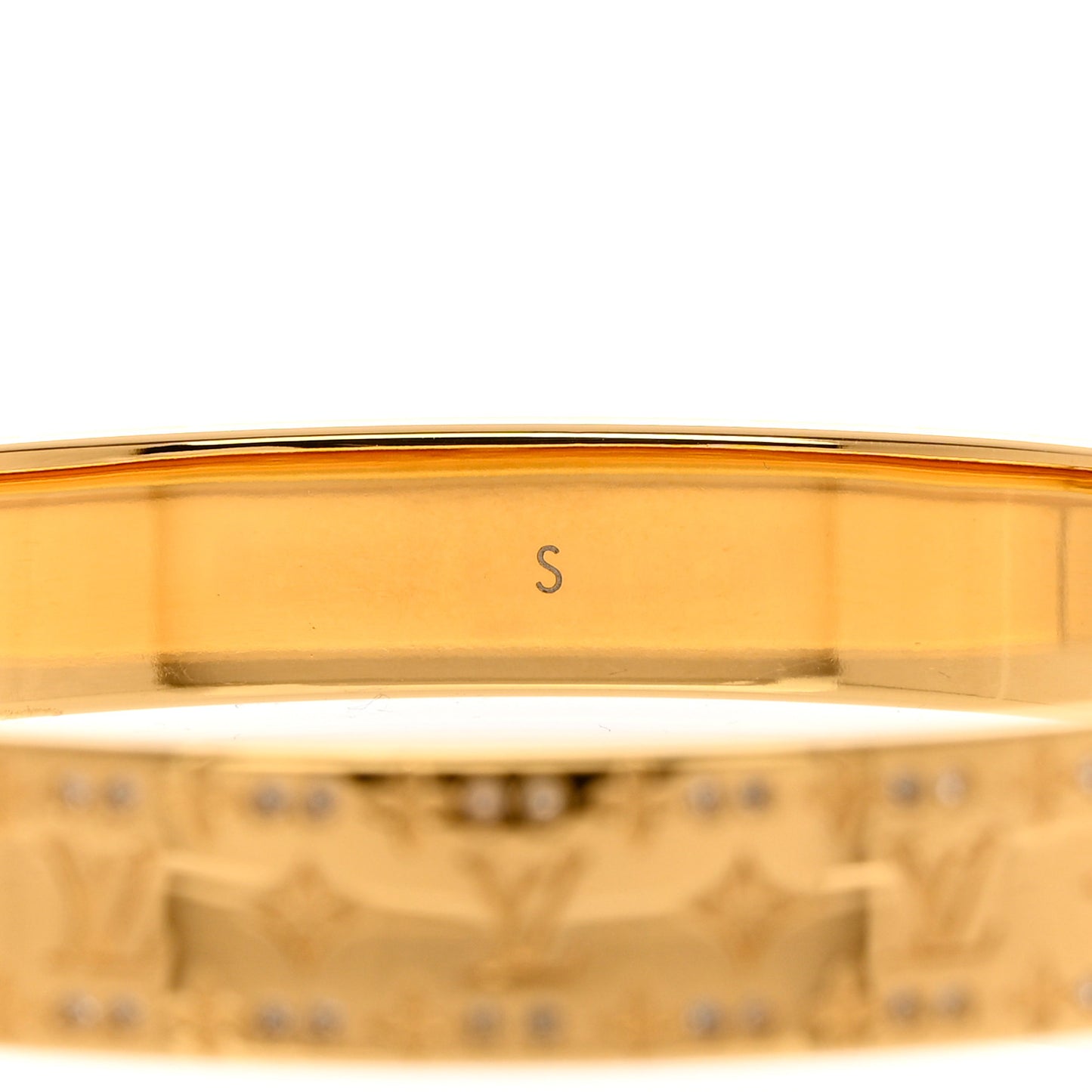 Brass Crystal Monogram Nanogram Strass Cuff S Gold