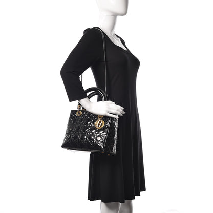 Christian Dior Patent Cannage Medium Lady Dior Black 2 of 13