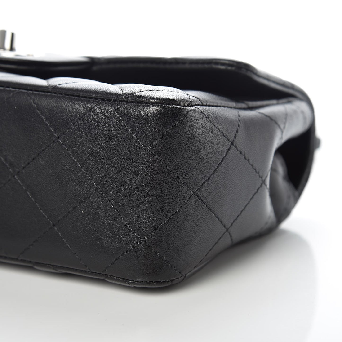 Lambskin Quilted Mini Rectangular Flap Black