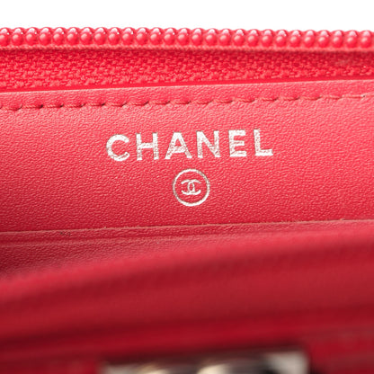 Chanel Patent Quilted Small Boy Zip Around Wallet Dark Pink 6 of 10