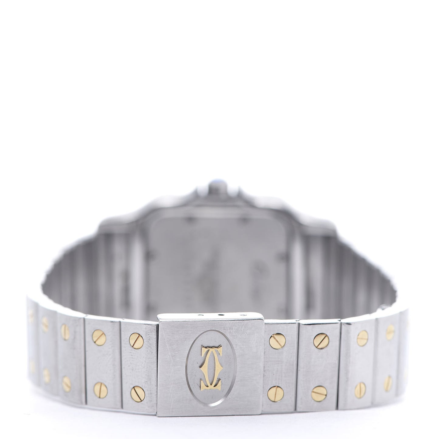 Stainless Steel 18K Yellow Gold 29mm Santos De Cartier Galbee Quartz Watch Silver